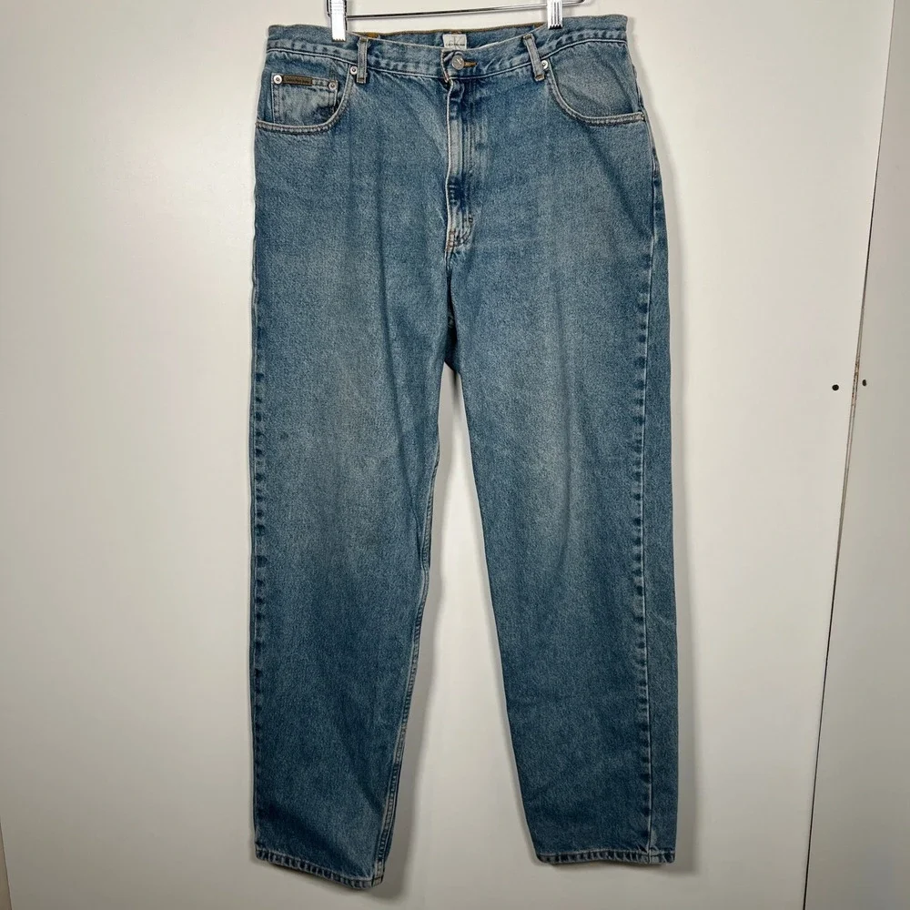 Vintage Calvin Klein Jeans Blue Straight Leg High Rise Medium Wash Denim 36x33 - Picture 2 of 9